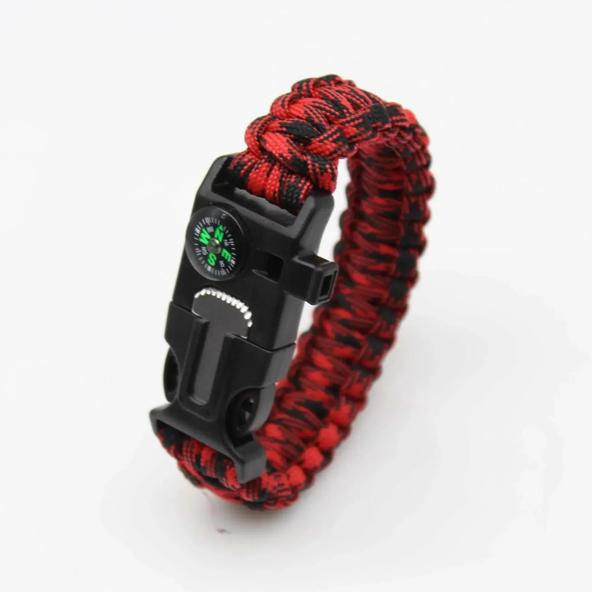 4 in 1 Men Women Paracord Outdoor Survival Bracelet Multi-function Camping Rescue Emergency Rope Bangles Compass Whistle Knife