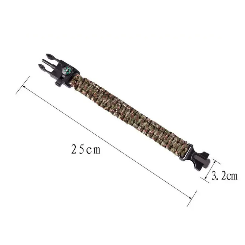 4 in 1 Men Women Paracord Outdoor Survival Bracelet Multi-function Camping Rescue Emergency Rope Bangles Compass Whistle Knife