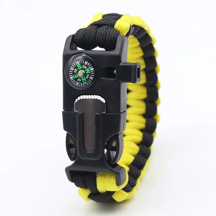 4 in 1 Men Women Paracord Outdoor Survival Bracelet Multi-function Camping Rescue Emergency Rope Bangles Compass Whistle Knife