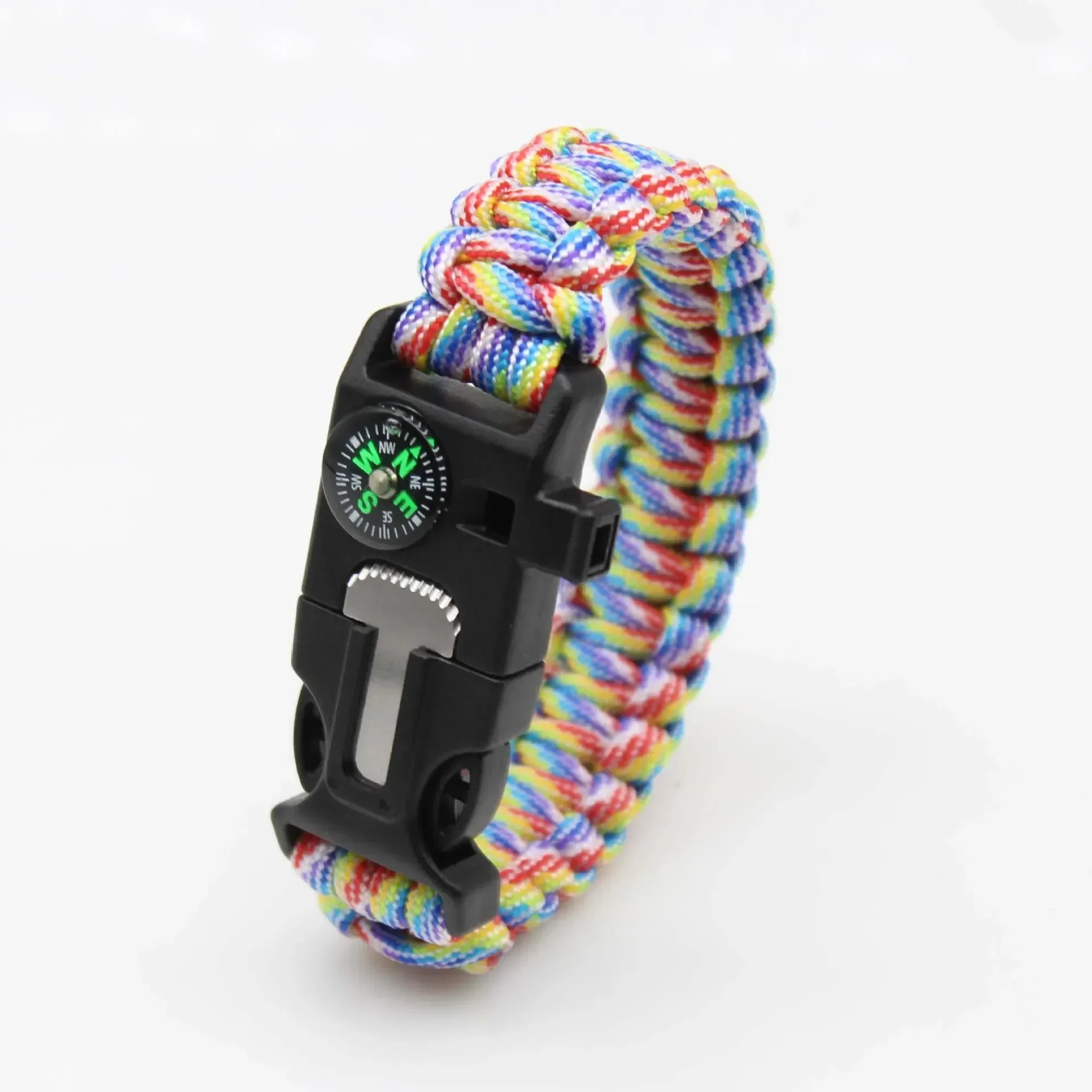 4 in 1 Men Women Paracord Outdoor Survival Bracelet Multi-function Camping Rescue Emergency Rope Bangles Compass Whistle Knife