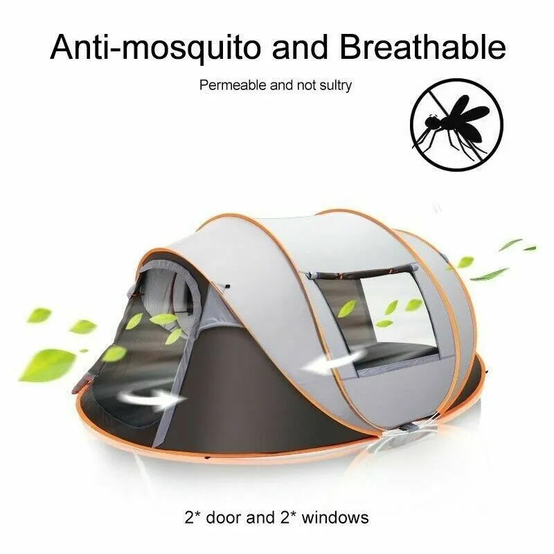 5-8 Person Instant Pop-Up Camping Tent Khaki Waterproof Automatic Family Shelter