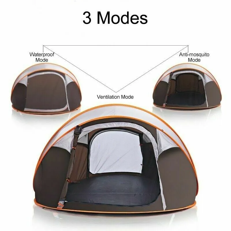 5-8 Person Instant Pop-Up Camping Tent Khaki Waterproof Automatic Family Shelter