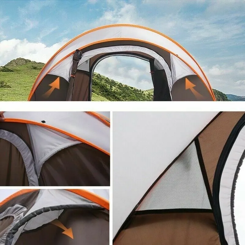 5-8 Person Instant Pop-Up Camping Tent Khaki Waterproof Automatic Family Shelter