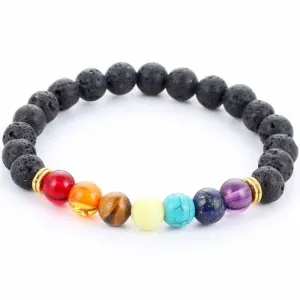 7 Chakra Muti-color Black Lava bracelet