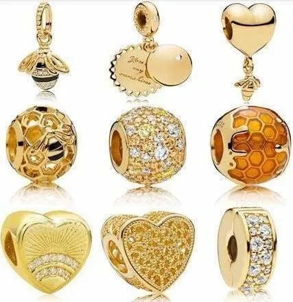 925 Silver Bee & Honey Pendant ( Bee necklace )