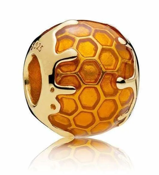 925 Silver Bee & Honey Pendant ( Bee necklace )