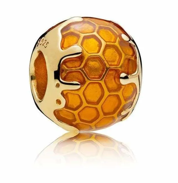 925 Silver Bee & Honey Pendant ( Bee necklace )