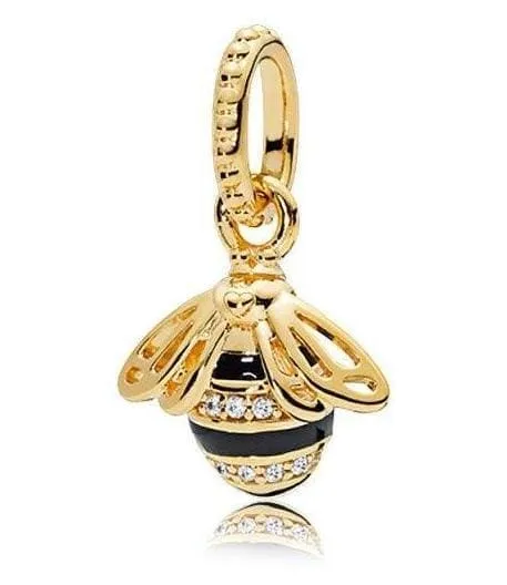 925 Silver Bee & Honey Pendant ( Bee necklace )