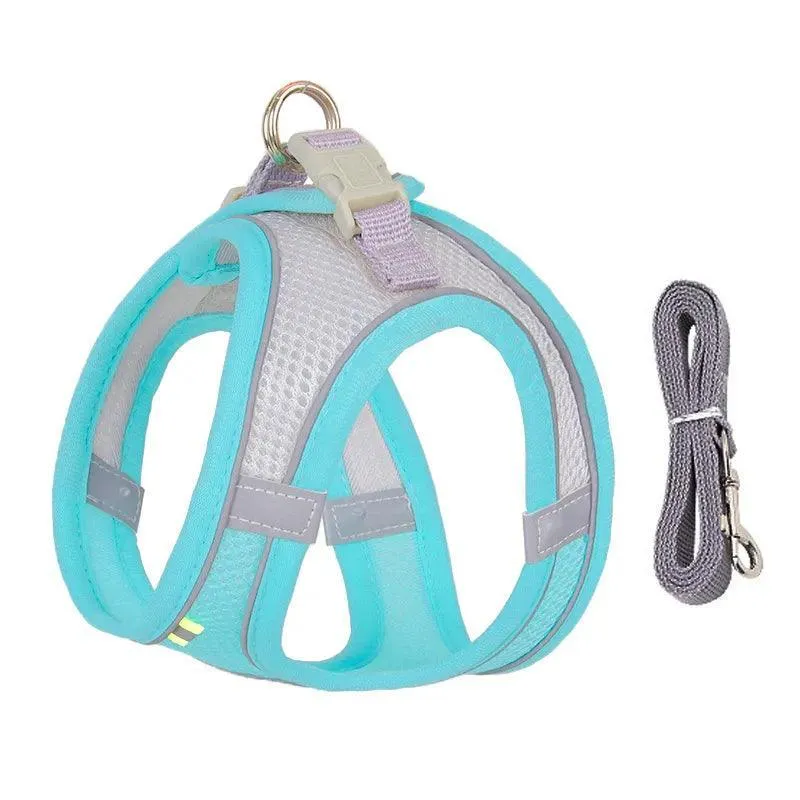 Adjustable Small Breed Dog Harness Set: Reflective Vest for Safe Outdoor Walks