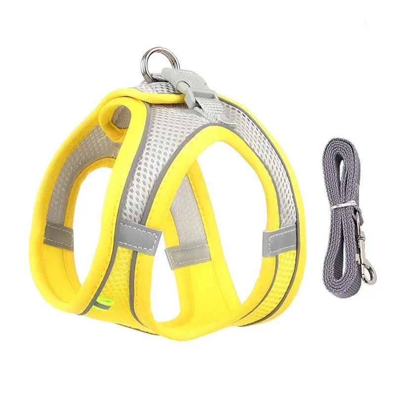 Adjustable Small Breed Dog Harness Set: Reflective Vest for Safe Outdoor Walks