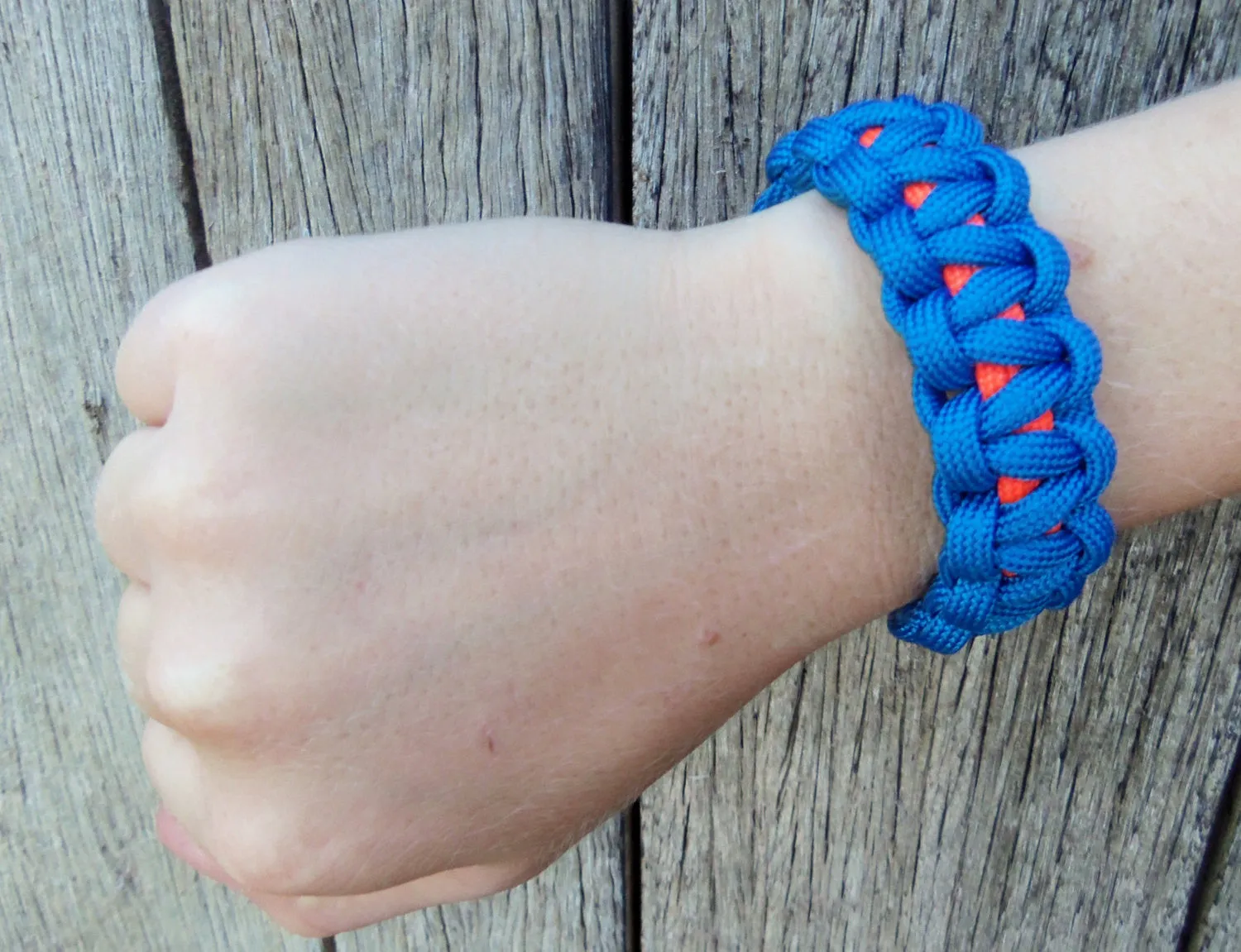 Aqua Blue and Orange Handmade Custom Paracord Survival Bracelet Outdoor Gift Husband Father's Day Son Sports Fan