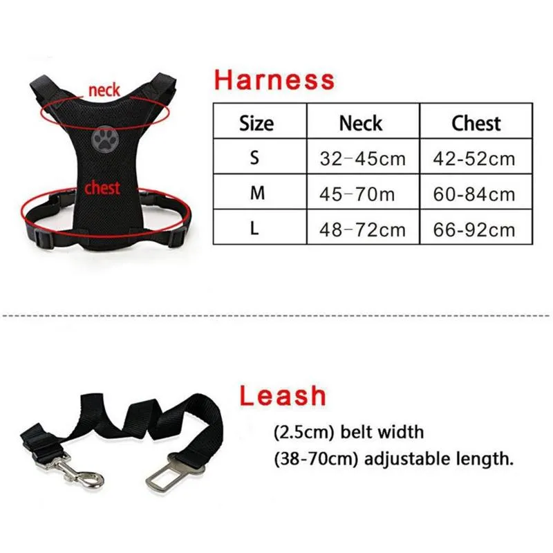Breathable Dog Car Harness with Seatbelt Leash: Safe and Comfortable Travel for Your Pup!