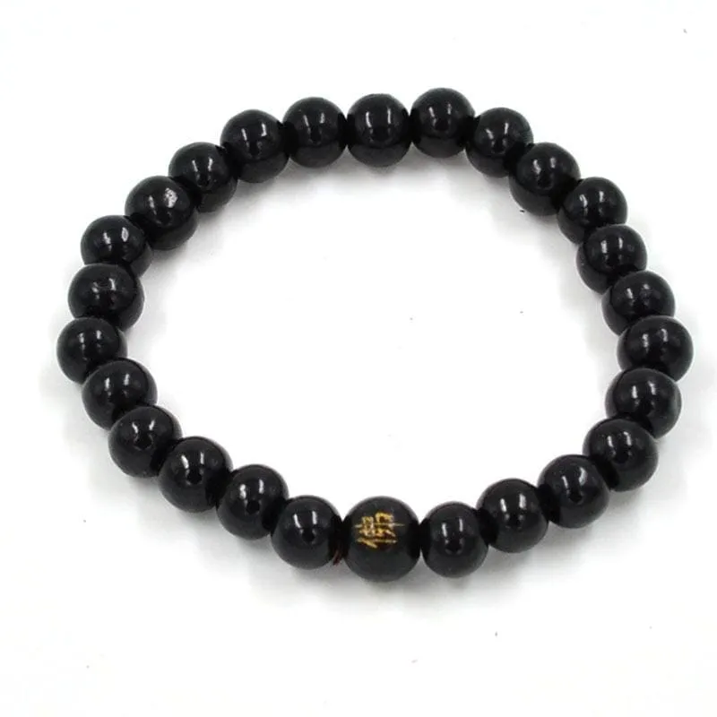 Chakra Healing Reiki Prayer Lava Stone Buddha Bead Bracelet