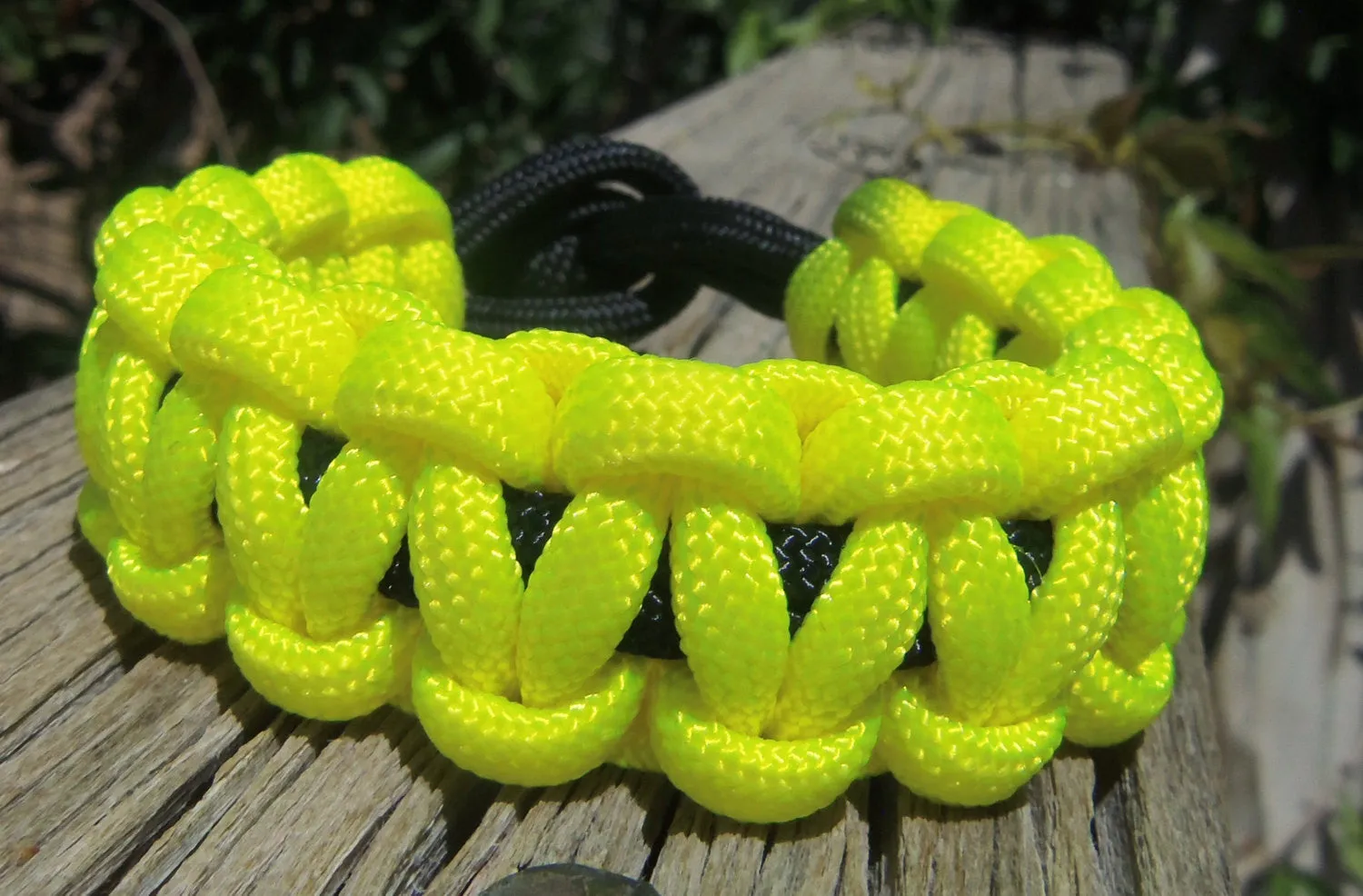 Fluorescent Yellow and Black Handmade Parachute Rope Survival Bracelet - Dad Father's Day Boyfriend Son Boy Scout Pittsburgh Sports Fan