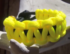 Fluorescent Yellow and Black Handmade Parachute Rope Survival Bracelet - Dad Father's Day Boyfriend Son Boy Scout Pittsburgh Sports Fan
