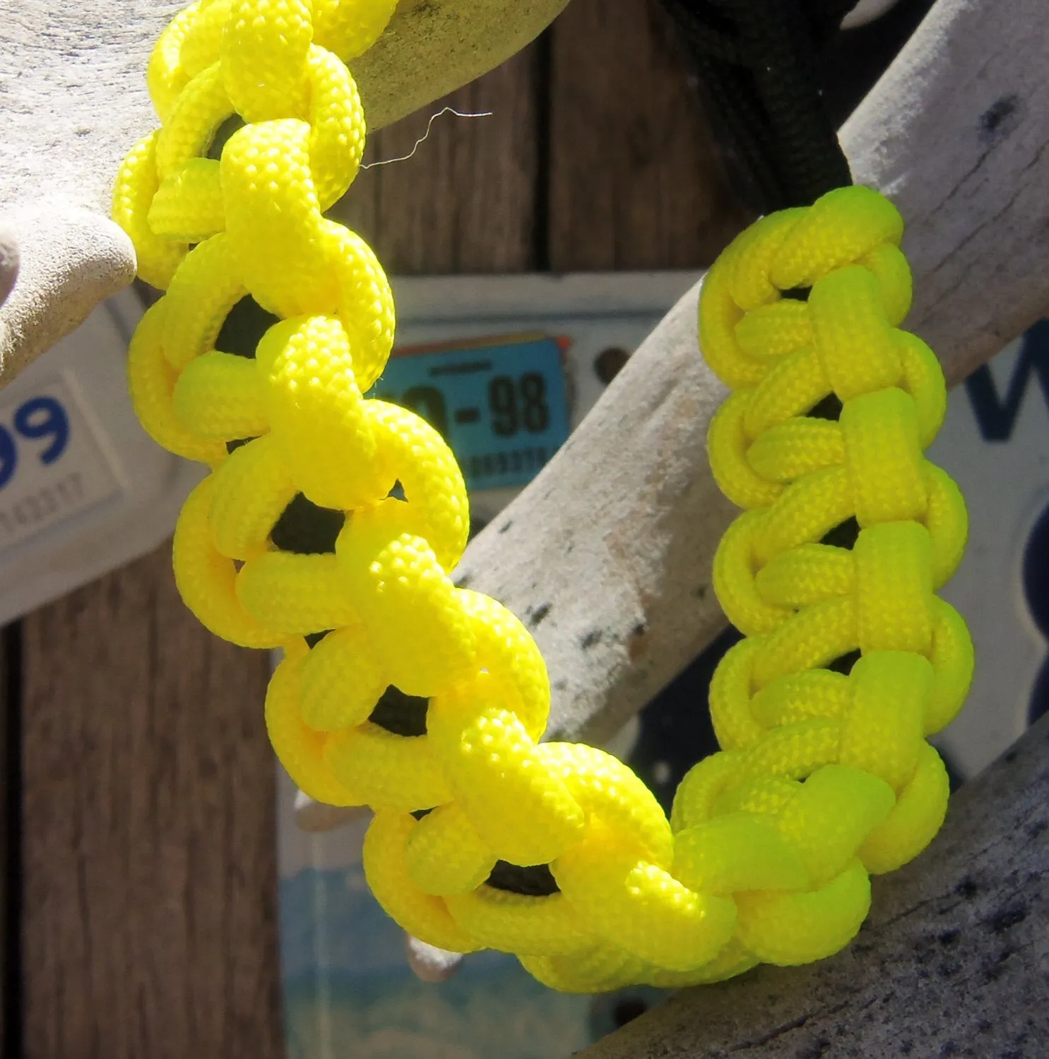 Fluorescent Yellow and Black Handmade Parachute Rope Survival Bracelet - Dad Father's Day Boyfriend Son Boy Scout Pittsburgh Sports Fan