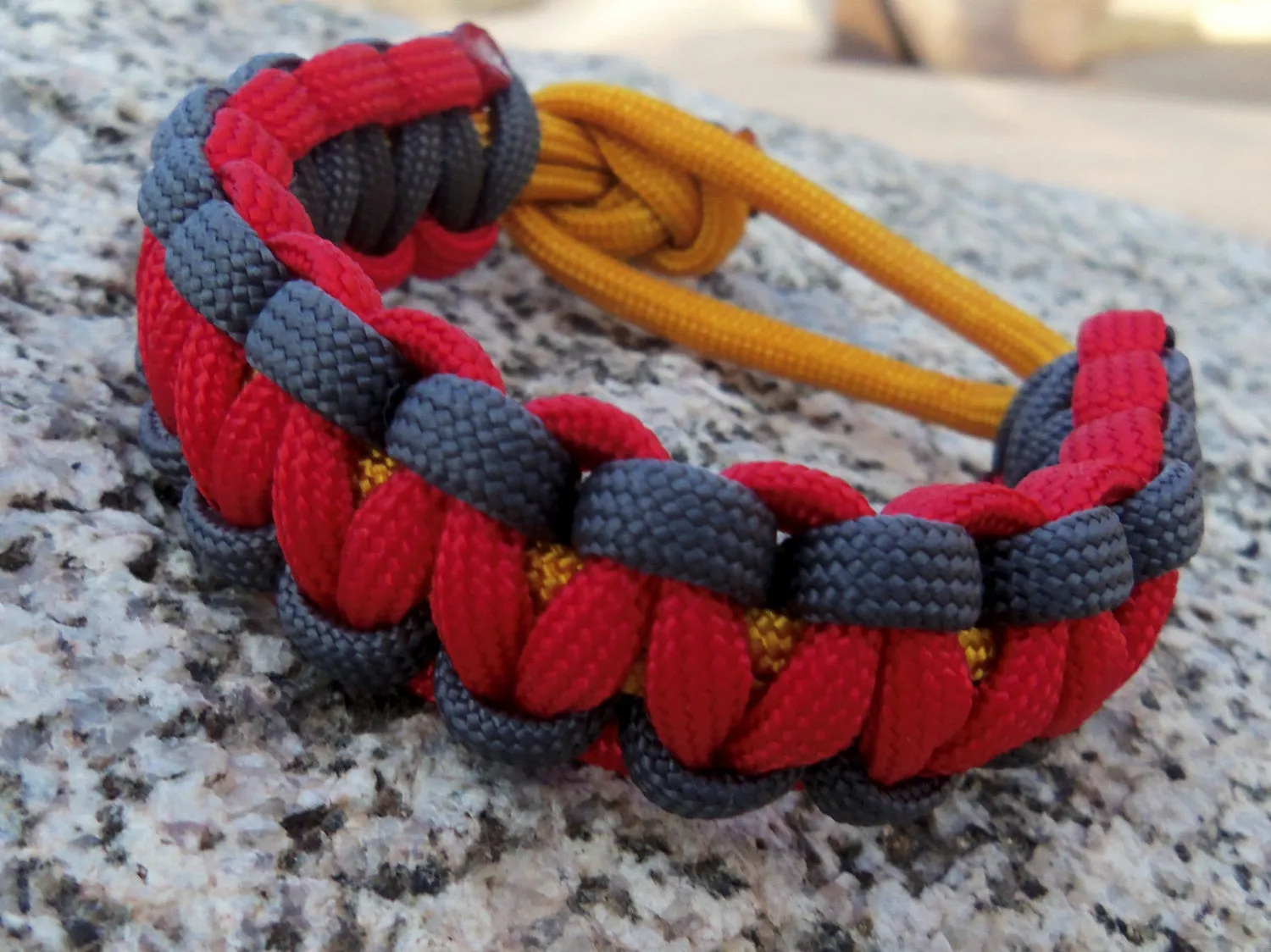 Handmade Parachute Rope Survival Bracelet Red, Gold, Gray - Dad Father's Day Boyfriend Son Boy Scout