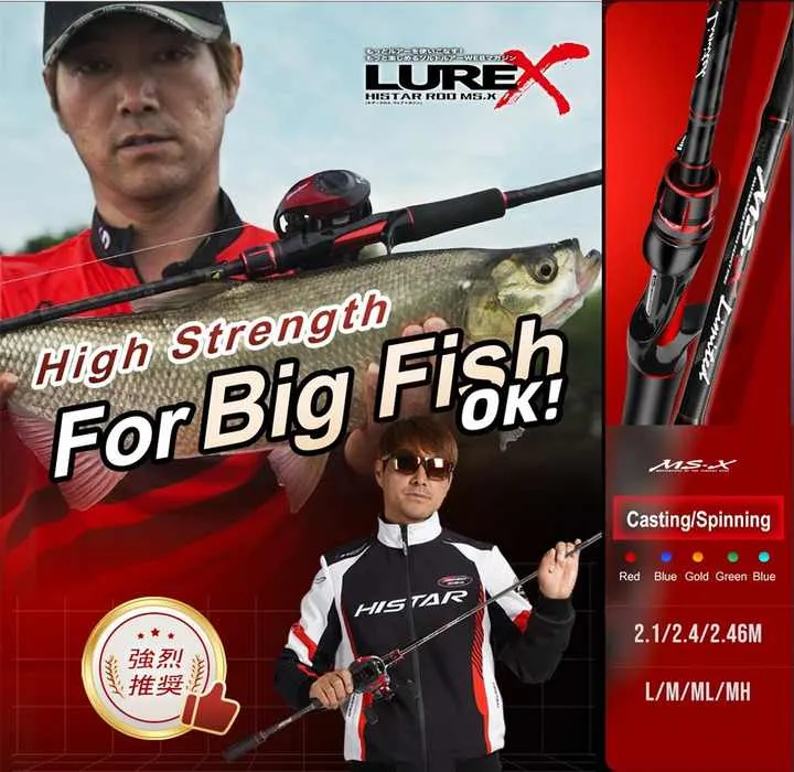 HSD Fishing Rod L/M/ML/MH Reinforced Casting Rod Metal Hook Tier 2.1m 2.4m Spinning Fishing Rod for Widely Water Area صنارة صيد HSD مقاس L/M/ML/MH، صنارة صيد مقواة بطبقة خطافية معدنية بطول 2.1 متر و2.4 متر، صنارة صيد دوارة لمناطق المياه الواسعة