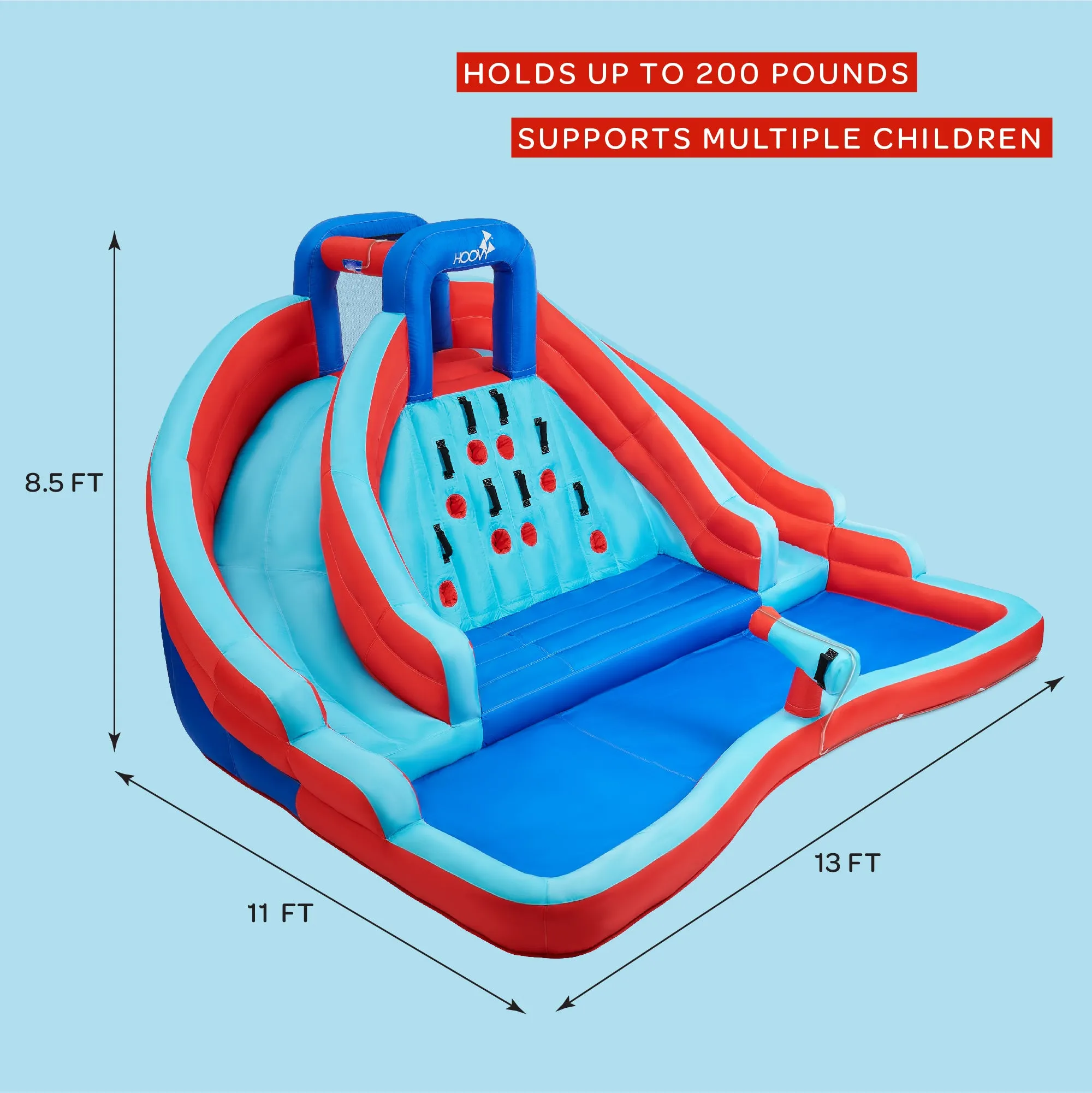 Inflatable Double Water Slide with Climbing Wall