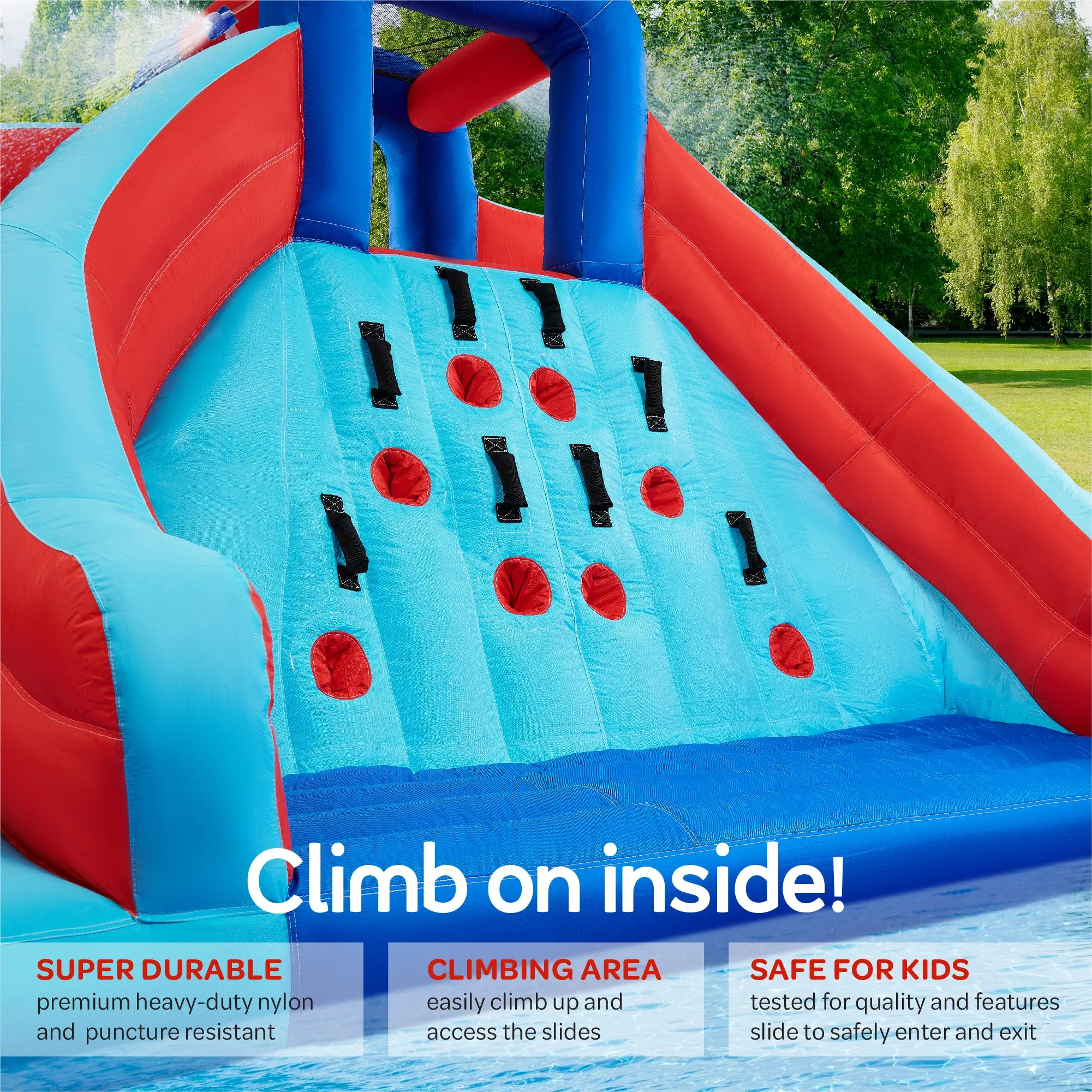 Inflatable Double Water Slide with Climbing Wall