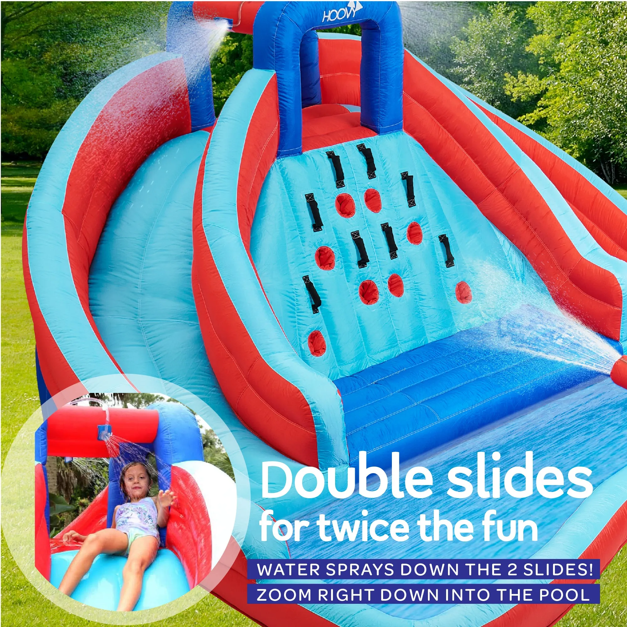 Inflatable Double Water Slide with Climbing Wall