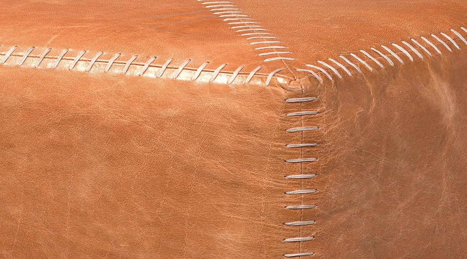 Large Ottoman Buff Leather