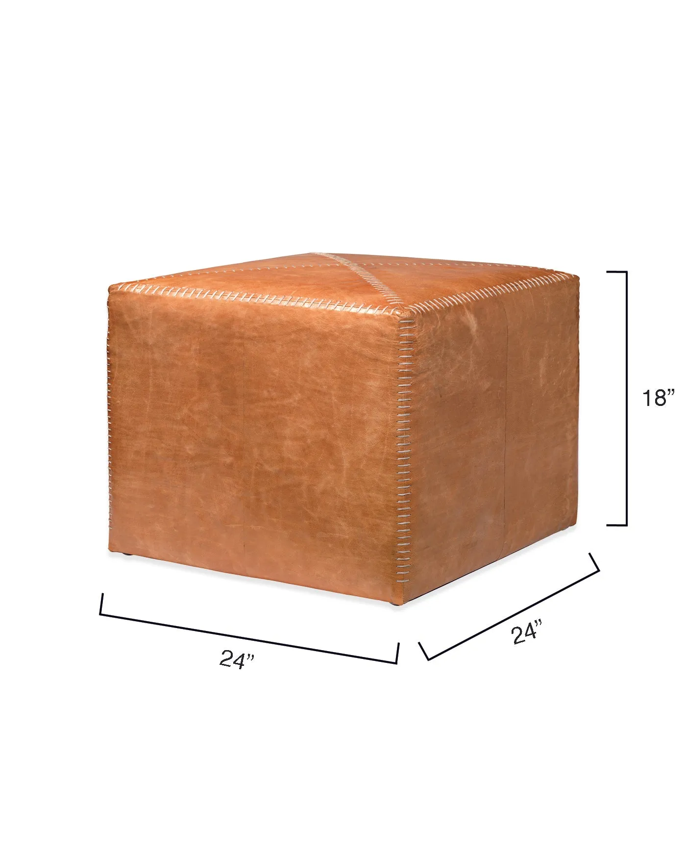 Large Ottoman Buff Leather
