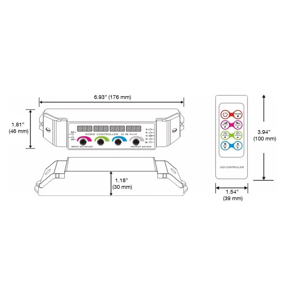 LED RGBW Rotary Knob Controller with Remote