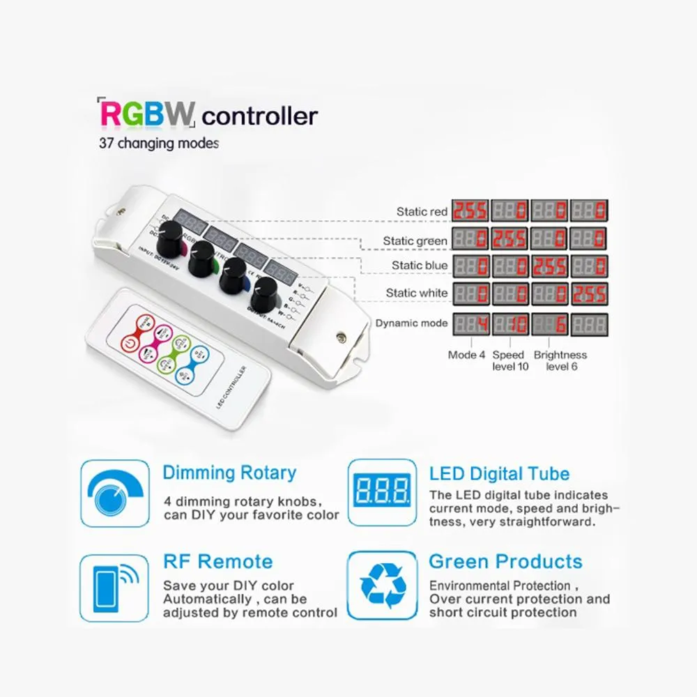 LED RGBW Rotary Knob Controller with Remote