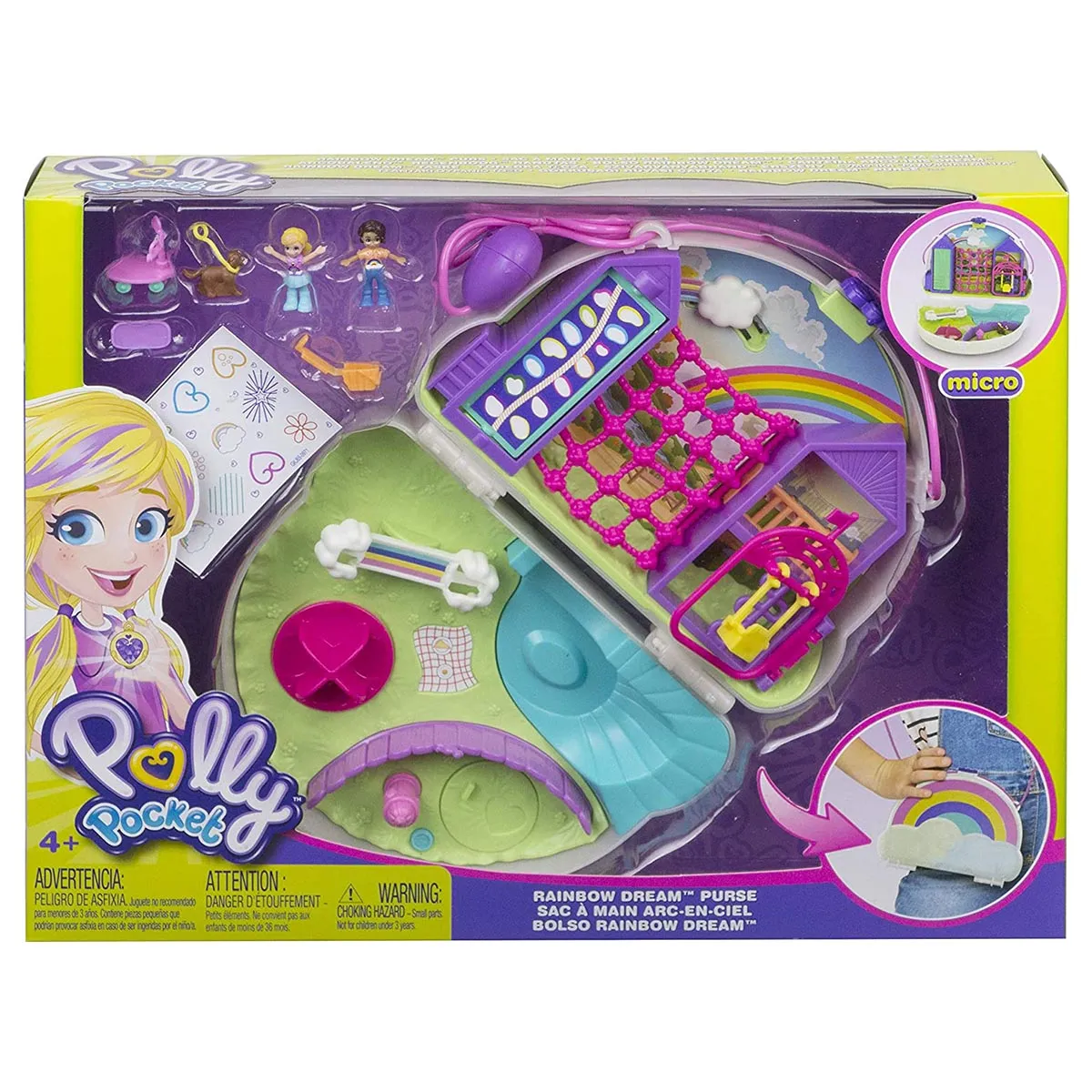 Mattel Polly Pocket Rainbow Dream Purse Playset