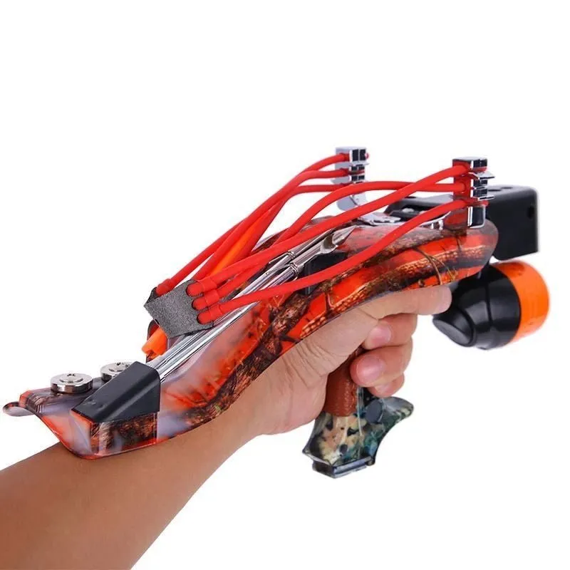 Multiple Functions Attractive Metal Outdoor Fishing Slingshot with Infrared Laser with 6 Strand Bow and Strong Magnetic Sheet
