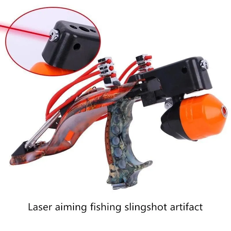 Multiple Functions Attractive Metal Outdoor Fishing Slingshot with Infrared Laser with 6 Strand Bow and Strong Magnetic Sheet