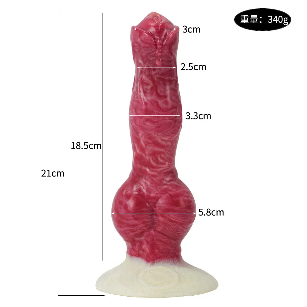 NX5028 Realistic Dog & Wolf Penis Shaped Liquid Silicone Animal Dildo 8.3 inch with Suction Cup