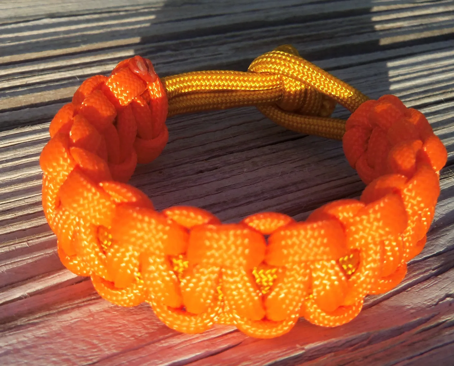 Orange Gold Handmade Custom Paracord Parachute Survival Bracelet Survivalist Gift Outdoor Husband Father's Day Fishing Camping Hunting Climb