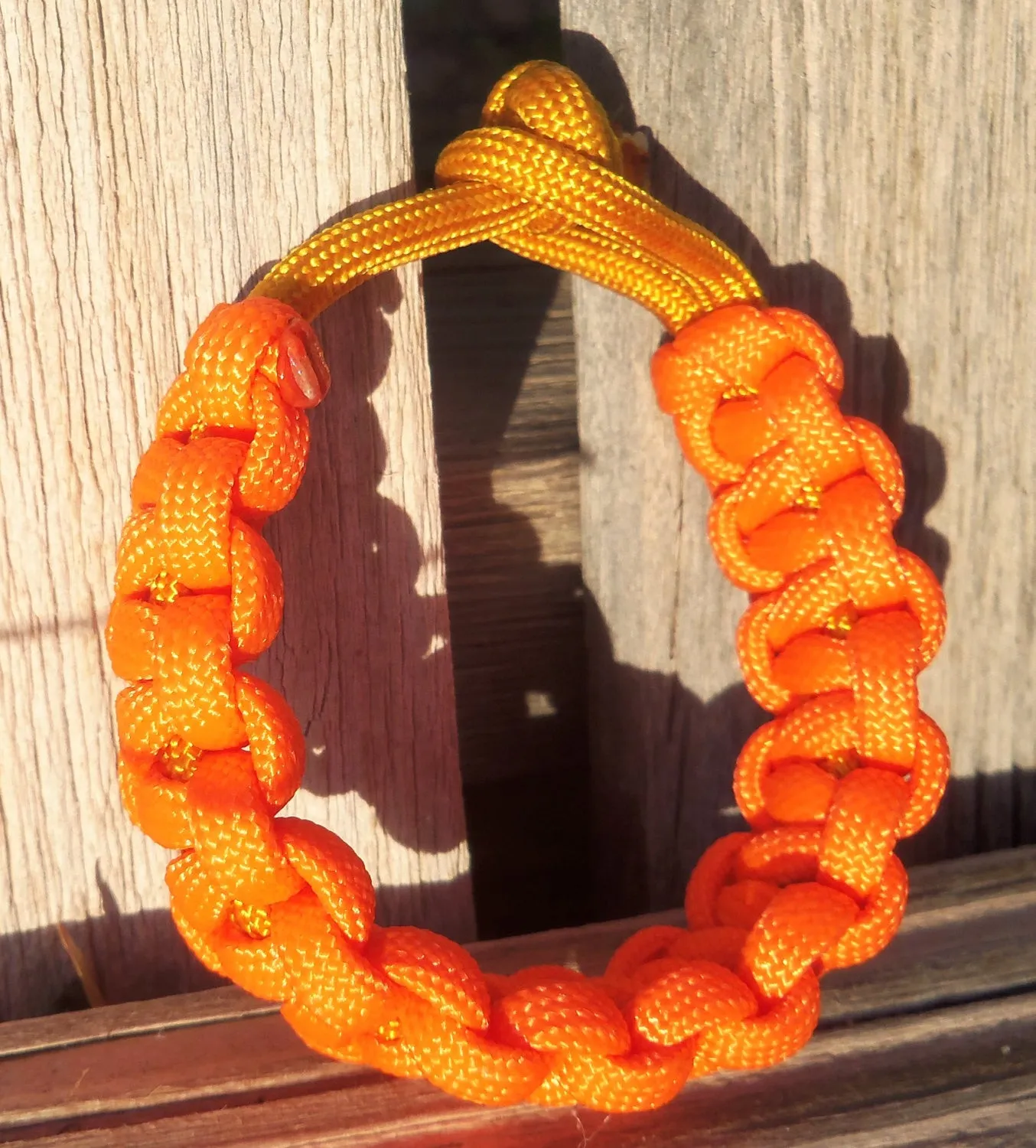 Orange Gold Handmade Custom Paracord Parachute Survival Bracelet Survivalist Gift Outdoor Husband Father's Day Fishing Camping Hunting Climb