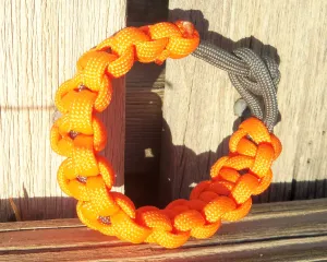 Orange Gray Handmade Custom Paracord Parachute Survival Bracelet Survivalist Gift Outdoor Husband Father's Day Fishing Camping Hunting Climb