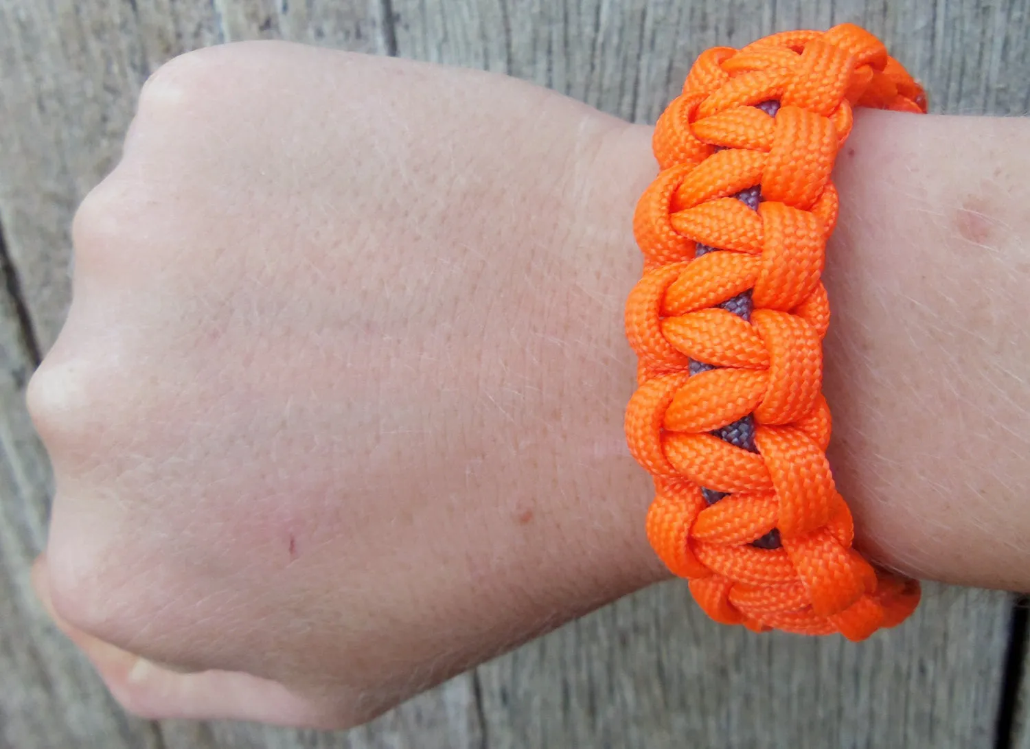 Orange Gray Handmade Custom Paracord Parachute Survival Bracelet Survivalist Gift Outdoor Husband Father's Day Fishing Camping Hunting Climb