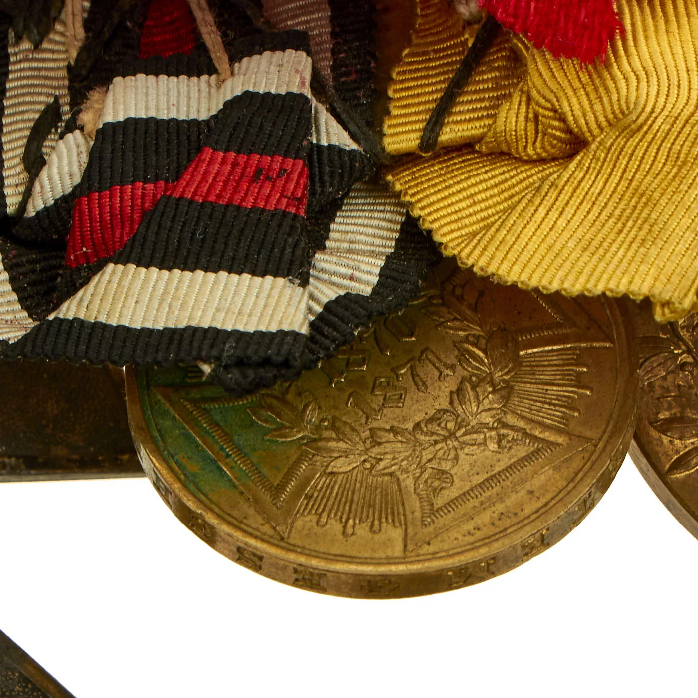Original German Pre WWI Franco-Prussian War Veteran Medal Bar Featuring Order of the Red Eagle 4th Class - by J. Godet & Sohn - 4 Awards
