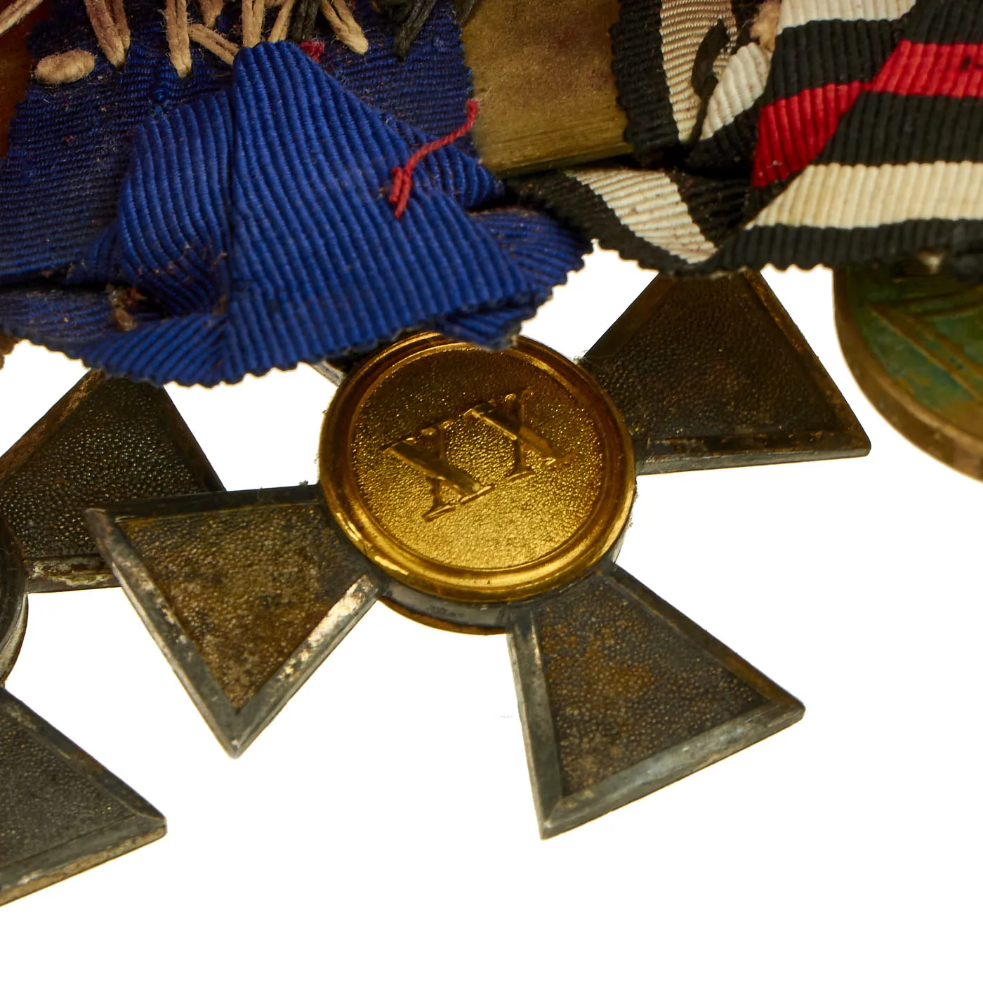 Original German Pre WWI Franco-Prussian War Veteran Medal Bar Featuring Order of the Red Eagle 4th Class - by J. Godet & Sohn - 4 Awards