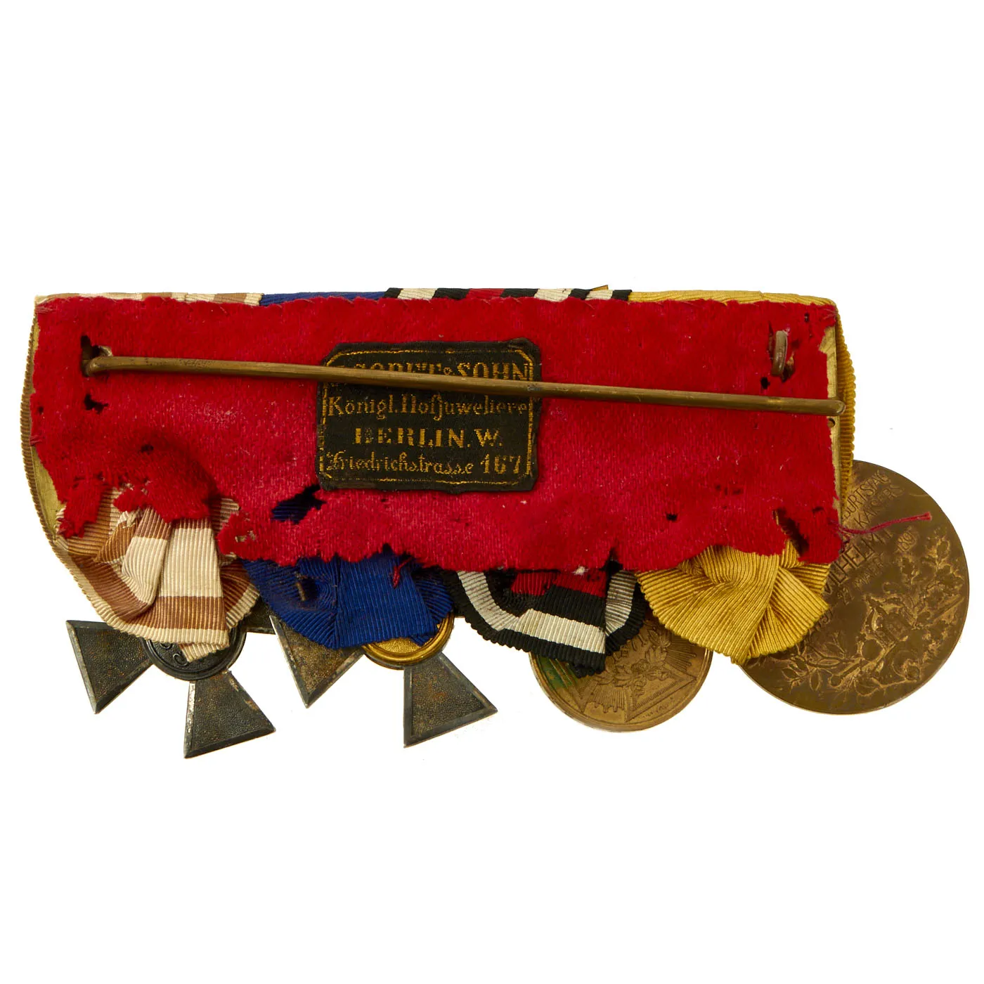 Original German Pre WWI Franco-Prussian War Veteran Medal Bar Featuring Order of the Red Eagle 4th Class - by J. Godet & Sohn - 4 Awards