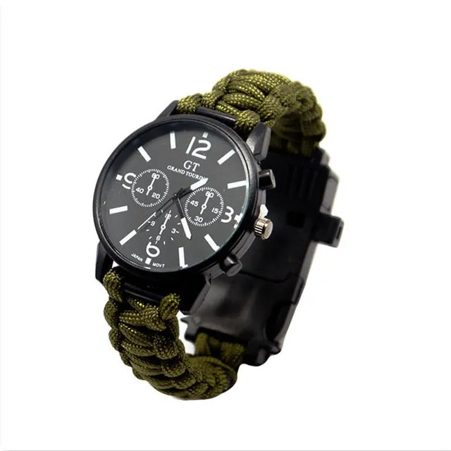 Outdoor Multi function Camping Survival Watch Bracelet Tools With LED Light by VistaShops