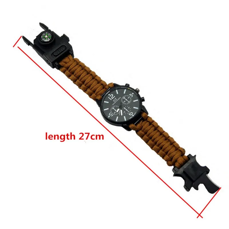 Outdoor Multi function Camping Survival Watch Bracelet Tools With LED Light by VistaShops