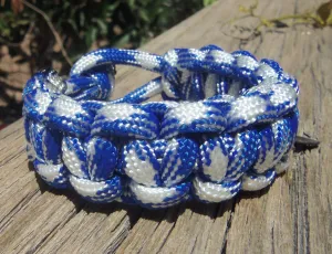 Paracord Survival Bracelet made Blue and White Great Gift for Outdoorsmen or Sports Fan