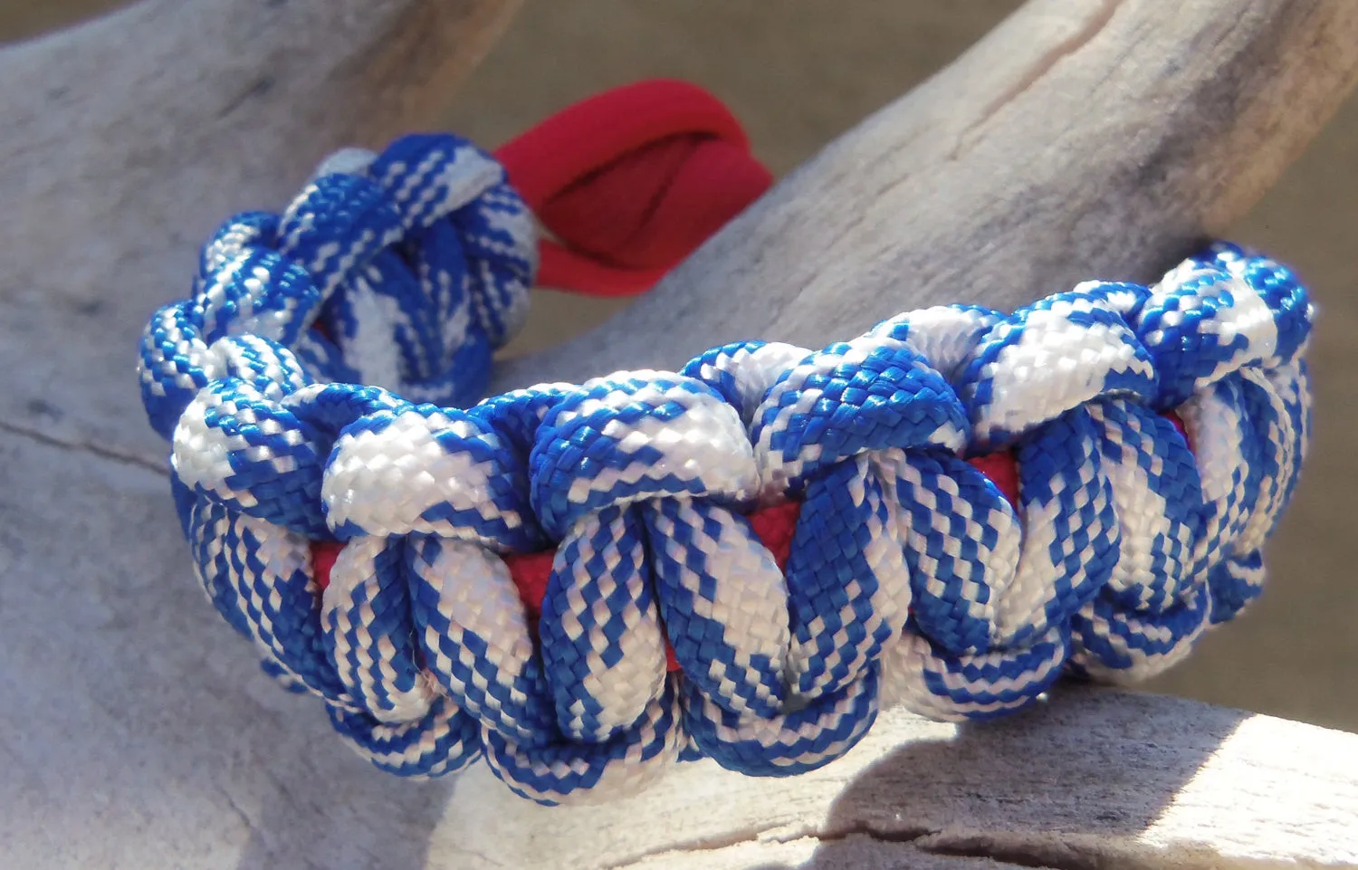 Paracord Survival Bracelet made Patriotic Red White and Blue Great Gift for Memorial Day Fourth of July Outdoorsmen or Sports Fan