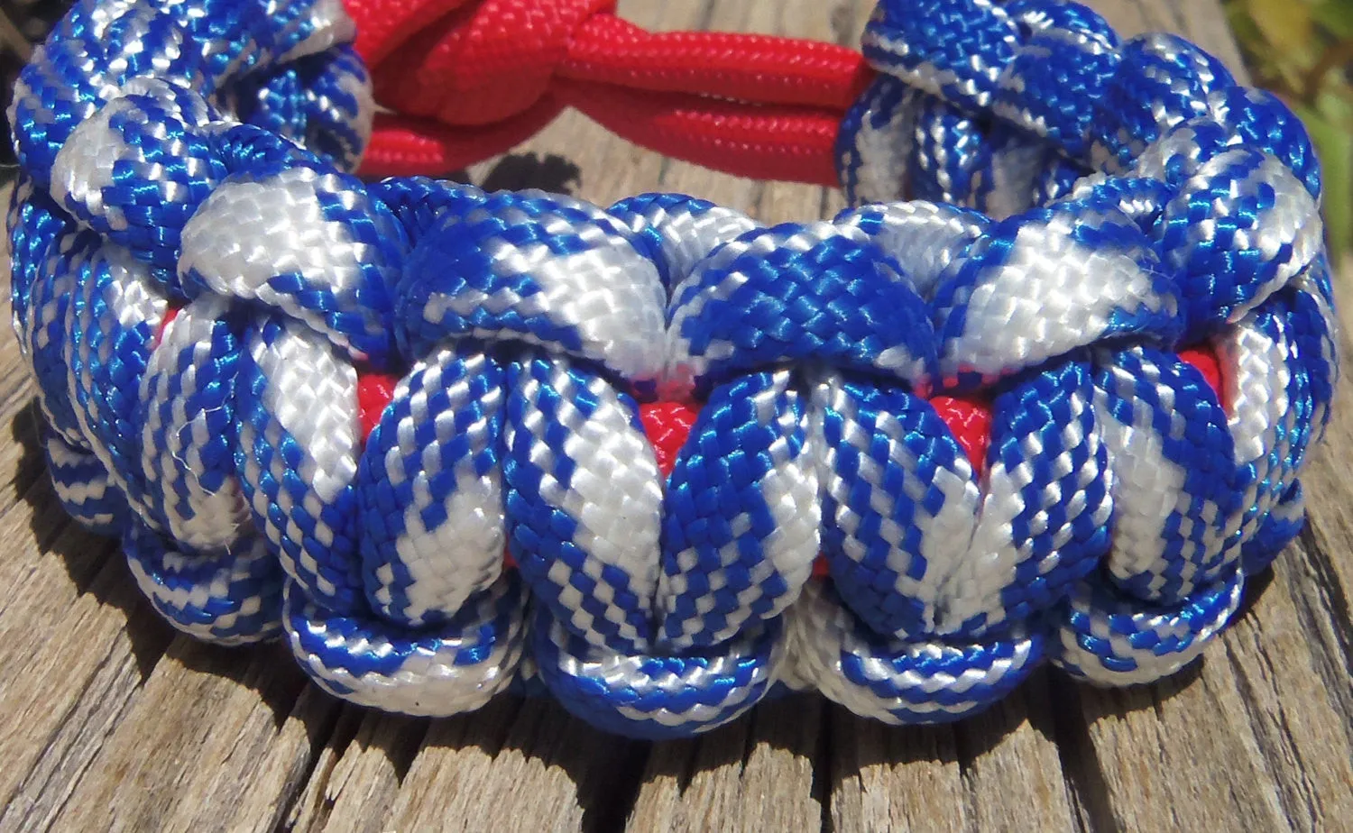 Paracord Survival Bracelet made Patriotic Red White and Blue Great Gift for Memorial Day Fourth of July Outdoorsmen or Sports Fan