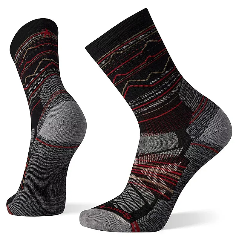 Smartwool Hike Light Cushion Mountain Range Pattern Crew Socks Color: Black