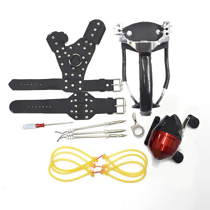 Stainless Steel Fishing Slingshot with Plastic and Metal Reel Combo for Outdoor Fishing Slingshot Catapult