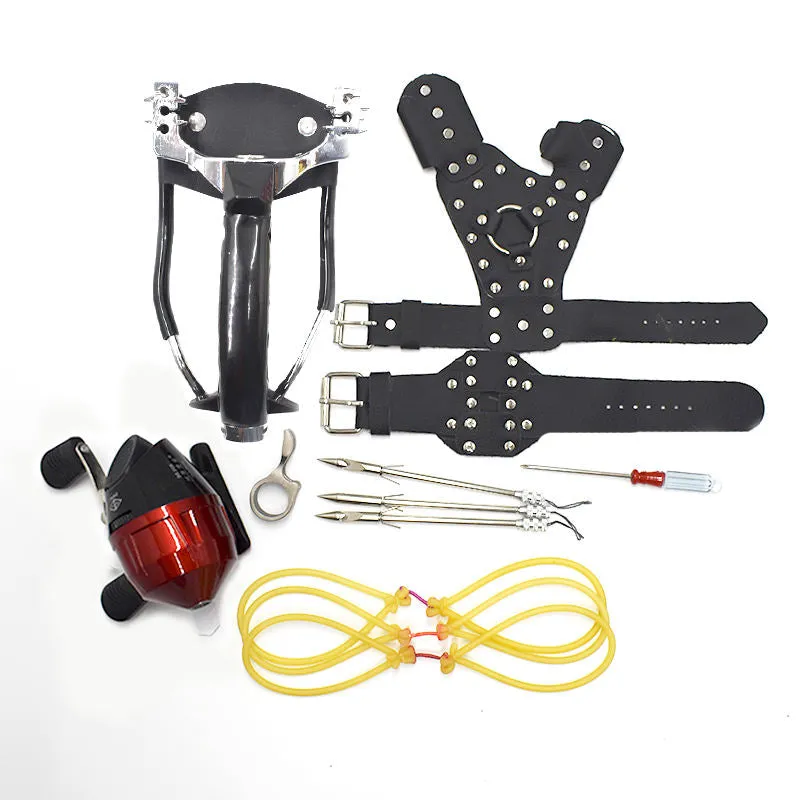 Stainless Steel Fishing Slingshot with Plastic and Metal Reel Combo for Outdoor Fishing Slingshot Catapult