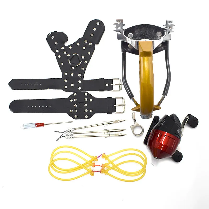 Stainless Steel Fishing Slingshot with Plastic and Metal Reel Combo for Outdoor Fishing Slingshot Catapult