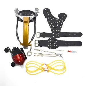 Stainless Steel Fishing Slingshot with Plastic and Metal Reel Combo for Outdoor Fishing Slingshot Catapult